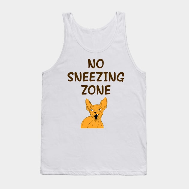 No sneezing zone. Cover your mouth. Don't sneeze, kids. I dare you to sneeze. Angry Sphynx cat cartoon. Masks save lives. Wear your fucking face mask. Protect others Tank Top by IvyArtistic